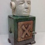 schrein, Keramik, Mahagoni, Messing, hist. Apothekergewichte, 30 cm, 2017