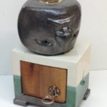 schrein, Keramik, Messing, Bronze, Platanenholz, ca. 30 cm, 2017