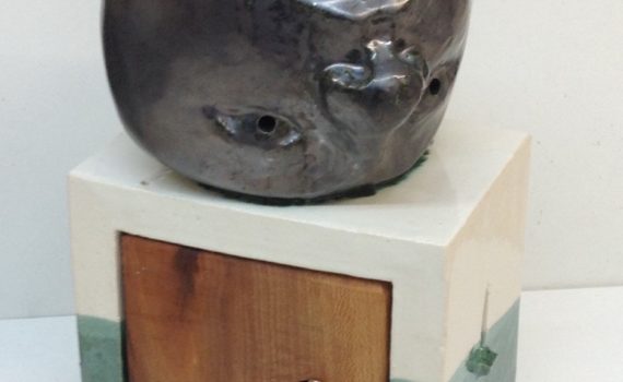 schrein, Keramik, Messing, Bronze, Platanenholz, ca. 30 cm, 2017