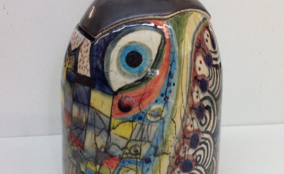 dose, keramik, engoben, feuerstein, 18cm, 2017, privatbesitz