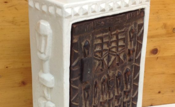 SCHREIN White Maroc Keramik, Holz, Höhe ca. 50 cm