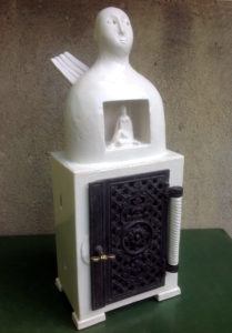 schrein, keramik,gußeisen,messing,2017,privatbesitz