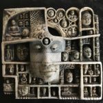 Maske, Keramik/Oxide, ca.40x40cm, 2018, Privatbesitz