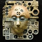 maske, keramik, oxide, ca.35x40cm, 2018