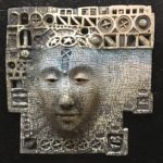 maske, keramik, oxide, ca.35x40cm, 2018