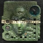 maske, keramik,glasur, oxide,metall, ca.35x40cm, 2018