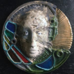 maske, keramik,glasur, oxide, teilvergoldet ca.35x40cm, 2019