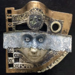 maske, keramik,glasur, oxide, teilvergoldet ca.35x40cm, 2019
